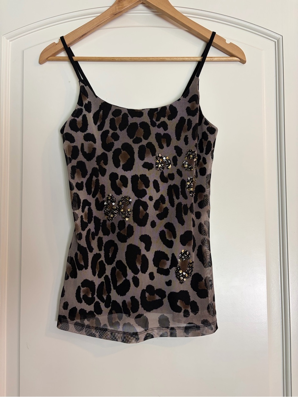 Old Navy Leopard Print Embellished Camisole Top - Brown/Black Size Small
